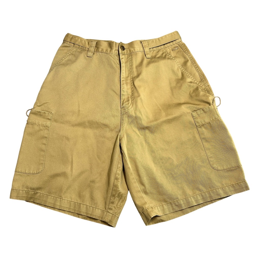 Crocodile Mens Tan Khaki Cotton Cargo Shorts Size 32 Utility Casual BP-13195